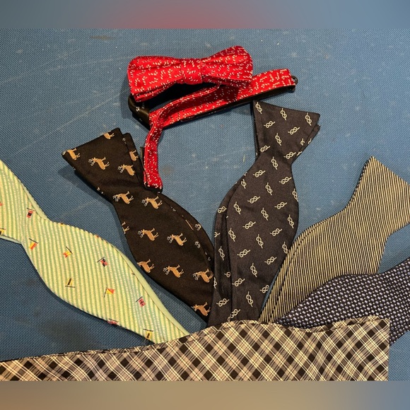 7 Preppy Bow Ties silk, Bloomingdale’s, Ralph Lauren, Cremiux, Calvin Klein - Picture 1 of 5